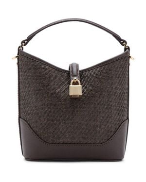 Mango Small Raffia Bucket Bag - Black