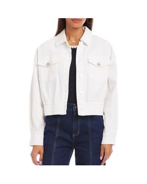 Karen Kane Jewel Button Denim Jean Jacket - White