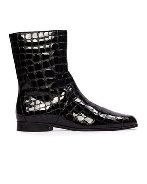 Black Suede Studio Aries Croc Boot - Black