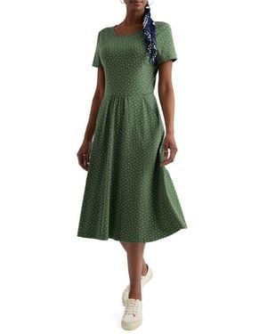 Seasalt Cornwall April Short Sleeve Fit & Flare Dress - Green