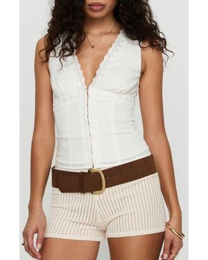 Princess Polly Speechless Eyelet Lace Trim Cotton Tank - White