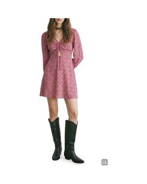 MANGO TEEN Print Long Sleeve Dress - Pink
