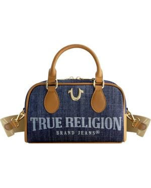 True Religion Denim Logo Mini Satchel Crossbody Bag - Blue