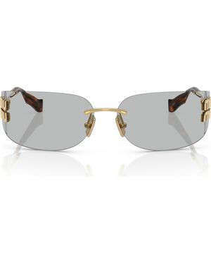 Miu Miu 75Mm Oversize Rectangular Wrap Sunglasses - Gray
