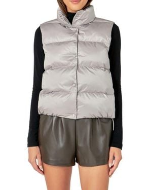 Endless Rose Cropped Puffer Vest - Gray