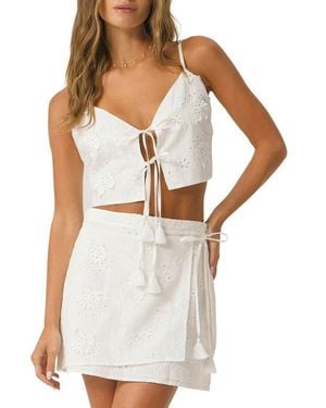 PQ Swim Lena Tie Front Crop Top - White