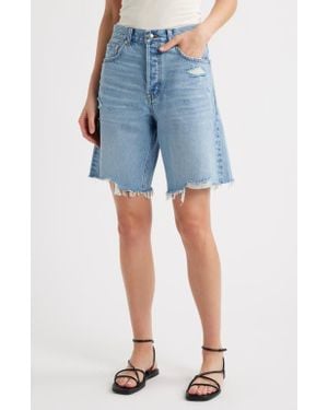 Madewell The Essex Raw Hem Long Baggy Denim Shorts - Blue