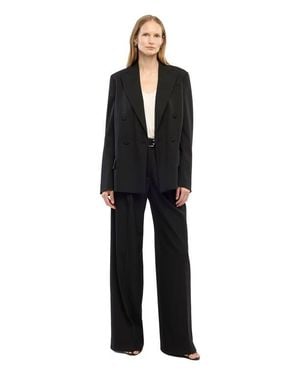 Another Tomorrow Relaxed Double Breasted Jacket - Black