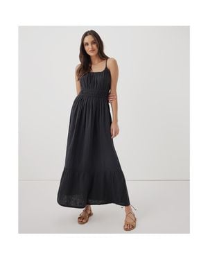 Pact Organic Cotton Coastal Double Gauze Cami Maxi Dress - Blue