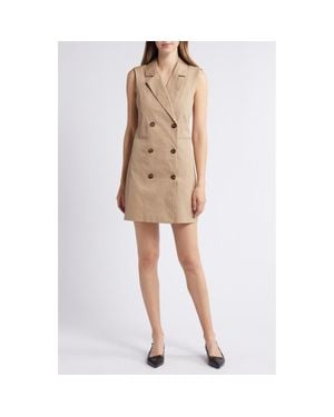 French Connection Coco Sleeveless Double Breasted Twill Blazer Minidress - Natural