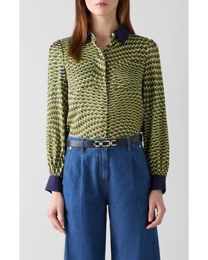 LK Bennett Henri Print Shirt - Green