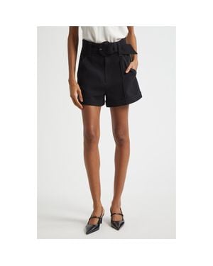 Cinq À Sept Aldi Belted High Waist Shorts - Black