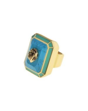 Kurt Geiger Eagle Head Crystal Cocktail Ring - Blue
