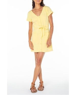 Roxy Kona Belted Button-Up Minidress - Yellow