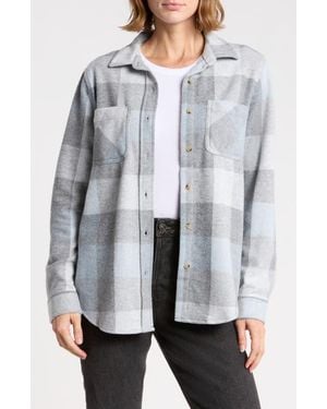 Beach Lunch Lounge Plaid Jacquard Knit Shacket - Gray