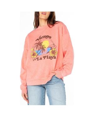 Roxy Line-Up Playa Oversize Graphic Sweatshirt - Red