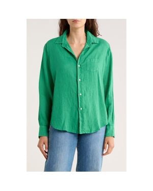 Frank & Eileen Relaxed Linen Button-Up Shirt - Green