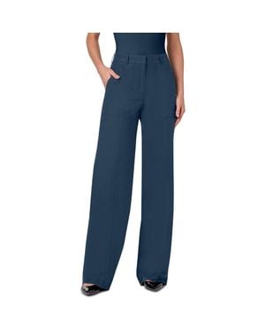 Akris Melin Wide Leg Cotton Poplin Pants - Blue