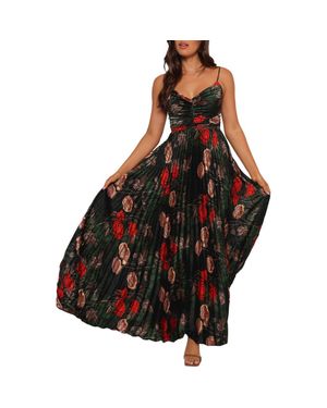 chinese dress ladies Well Beloved Floral Chiffon Drop-Waist Maxi Skirt Retro Blue / S
