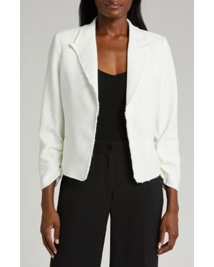 Halogen® Raw Hem Crop Blazer - White