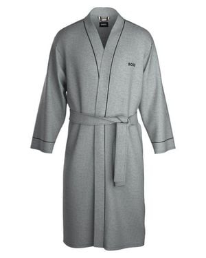 BOSS Piped Cotton Robe - Gray