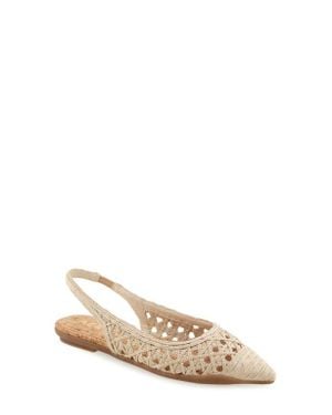 Aerosoles Diego Slingback Pointed Cap Toe Raffia Flat - Natural