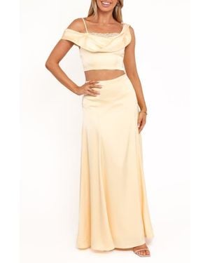 Petal & Pup Marylin Cold Shoulder Crop Top & Maxi Skirt - Natural