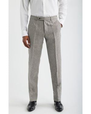 Zanella Parker Mini Check Linen Pants - Gray