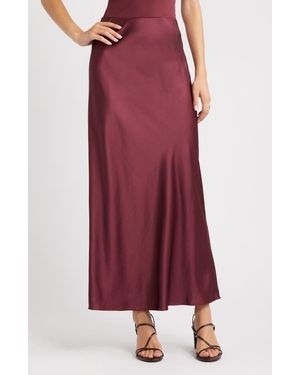 Open Edit Satin Maxi Skirt - Red