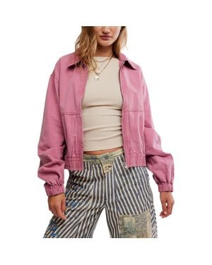 Free People Birdie Cotton Bomber Jacket - Red
