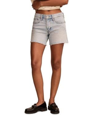 Lucky Brand '90S Raw Hem High Waist Midi Denim Shorts - Gray