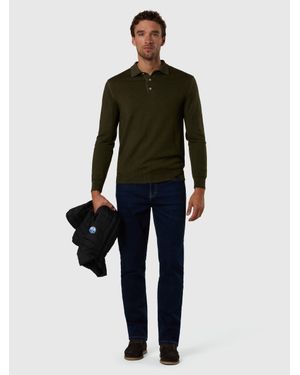 North Sails Verwaschener Polo-Pullover Aus Merinowolle - Mehrfarbig