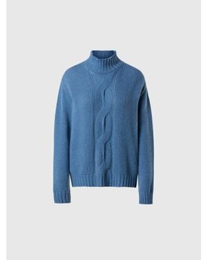 North Sails Stehkragenpullover Mit Maxi-Zopfdetail - Blau