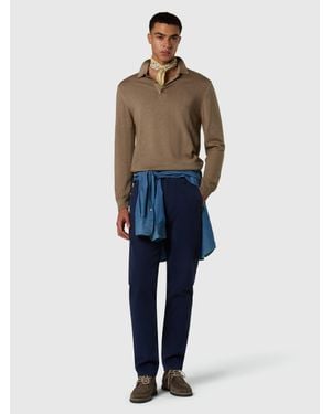 North Sails Verwaschener Polo-Pullover Aus Merinowolle - Blau