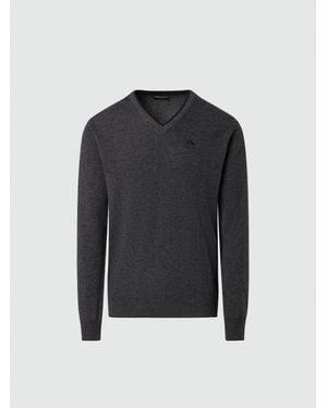 North Sails Pullover Mit V-Ausschnitt Und Logostickerei - Schwarz