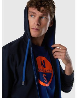 North Sails Full-Zip Hoodie With Contrast Logo - Azul