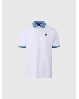 North Sails Polo Con Cuello De Rayas - Blanco