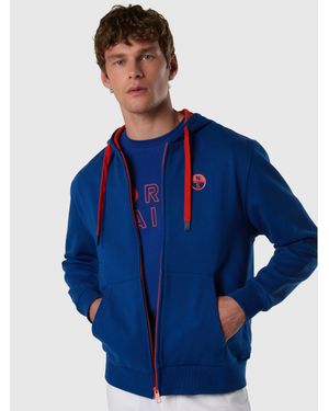 North Sails Full-Zip Hoodie With Contrast Logo - Azul