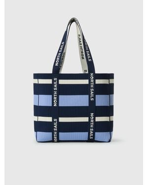 North Sails Gestreifte Tote Bag Aus Strick - Blau