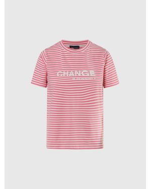 North Sails Gestreiftes T-Shirt Aus Modal Mit Slogan - Pink