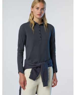 North Sails Langarm-Poloshirt Mit Peach-Touch - Blau