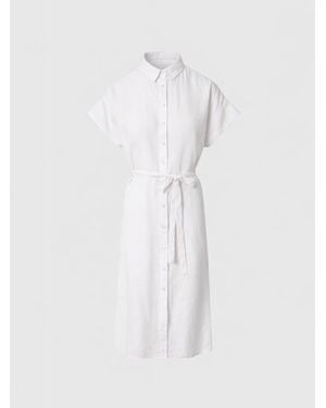 North Sails Vestido Camisero De Lino - Blanco