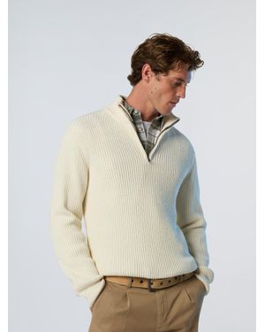 North Sails Pullover Mit Patentmuster Und Kurzem Reißverschluss - Natur