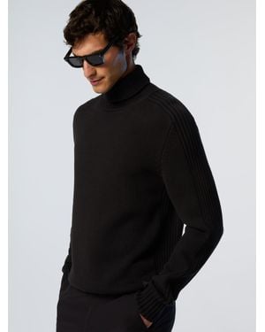 North Sails Rollkragenpullover Mit Rippdetails - Schwarz