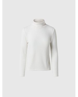 North Sails Geripptes Jersey-Shirt Mit Rollkragen - Weiß