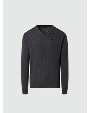 North Sails Pullover Mit V-Ausschnitt Und Logostickerei - Schwarz
