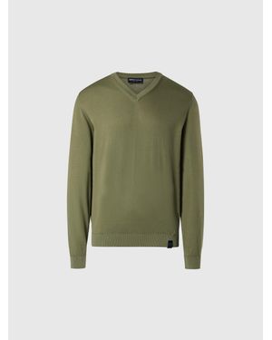 North Sails Pullover Mit V-Ausschnitt Und Logoetikett - Grün
