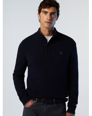 North Sails Pullover Aus Kaschmirmischung Mit Knopfleiste - Blau
