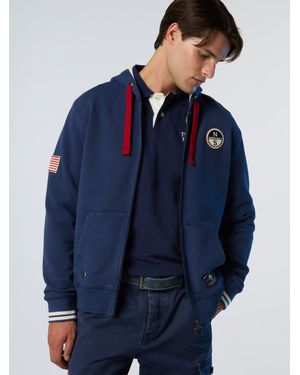 North Sails Archiv-Kapuzenjacke Mit Durchgehendem Reißverschluss - Blau