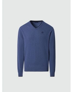 North Sails Pullover Mit V-Ausschnitt Und Logostickerei - Blau